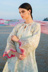 Baroque Light Green Pure Lawn Embroidery Shifle Chikankari Dress 3pc