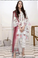 FARIDA HASSAN WHITE & PINK CHIKANKARI LAWN DRESS