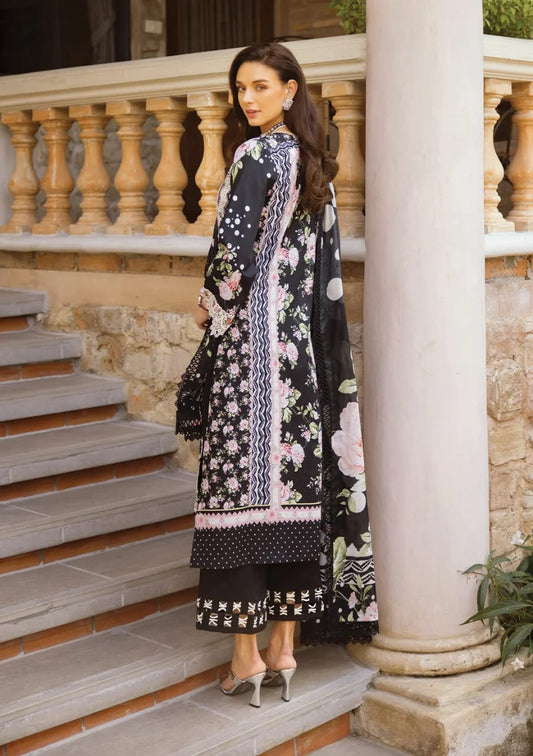 Elaf Black Pure Lawn Digital Print Embroidey Dress