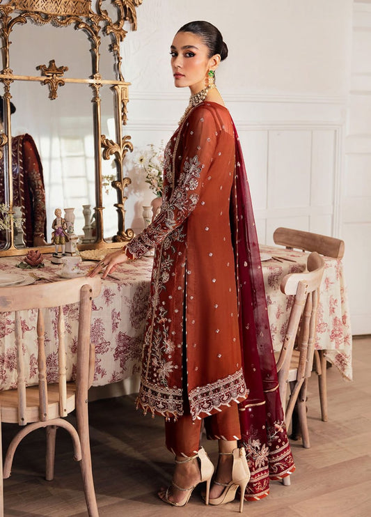 Gulaal Chiffon Rust Embroidery Dress New Arrival