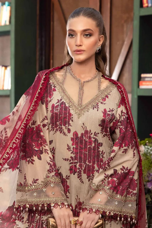 Maria B Maroon Front Emb New Arrival Lawn 3pc