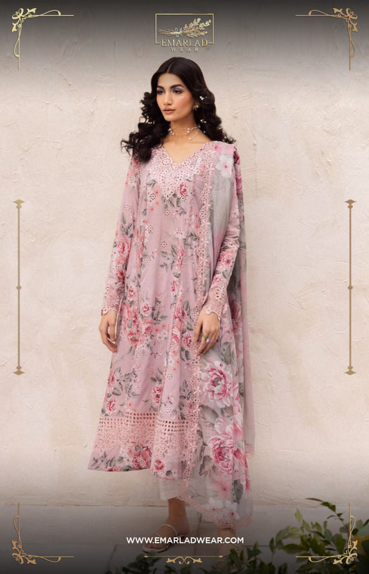 Iznik Digital Print Lawn Embroidery Chikankari New Arrival 3pc