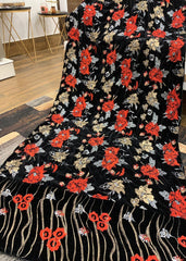 VELVET EMBROIDERED SHAWL BAREEZE