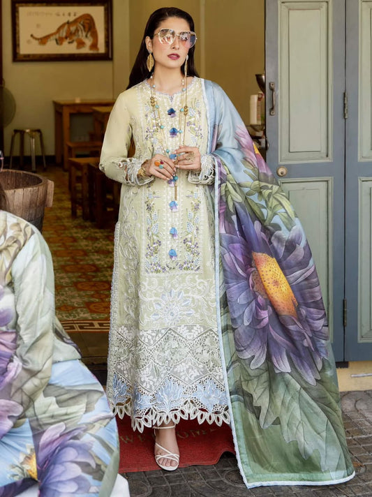 Mushq pista sunflower Chikankari Luxury Collection