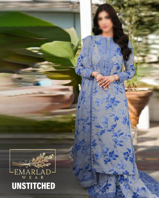 Aneela's Collection | Blue & Grey - Lawn Collection