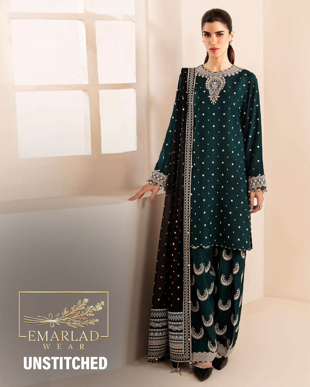 Jazmin | Premium Embroidered Raw Silk | Zinc