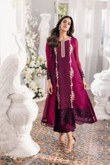 Azure Maroon Sami Pure Chiffon Dress New Arrival Formal Collection