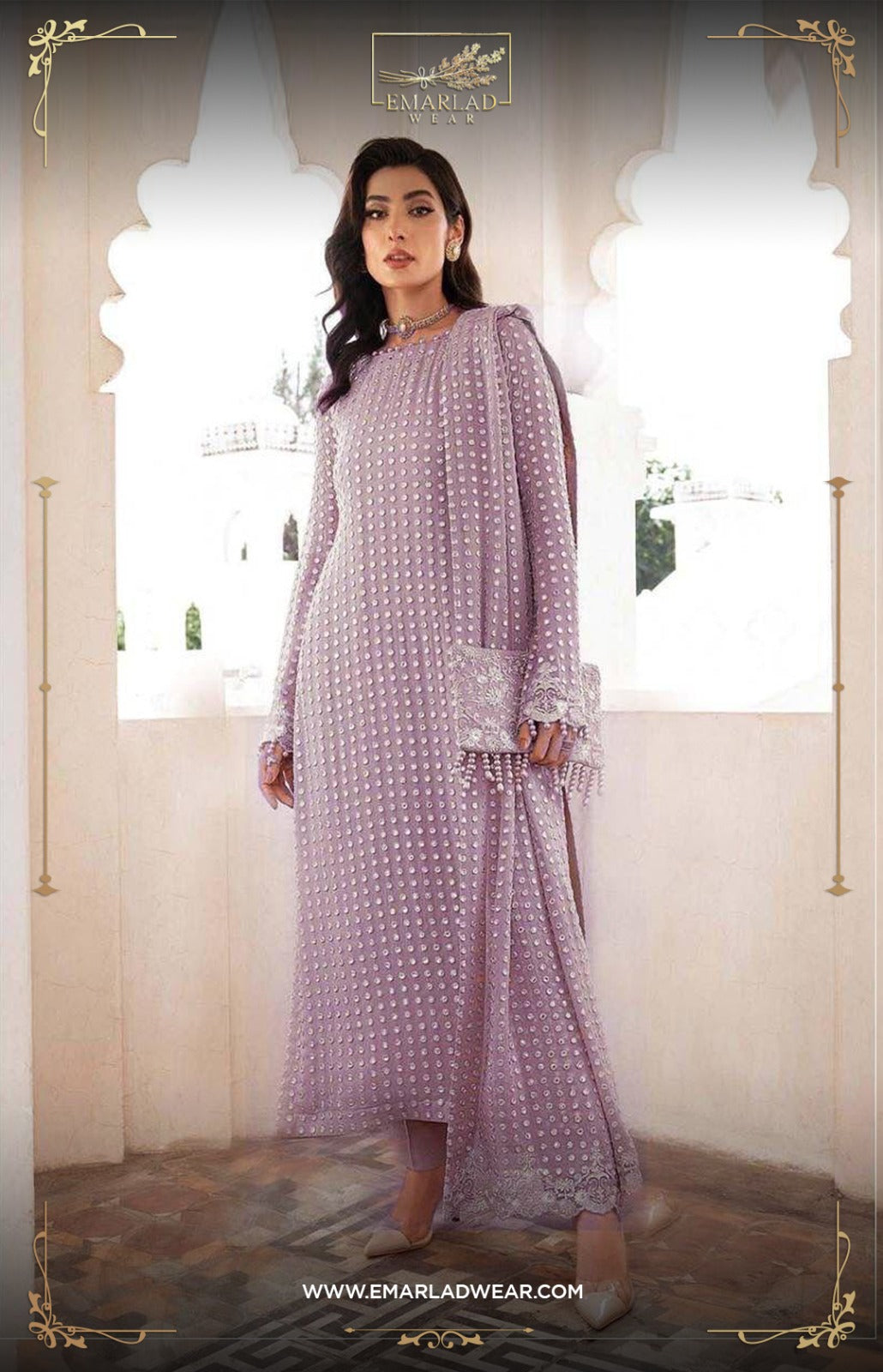 Baroque T Pink Formal Collection Stitched Chiffon Dress 3pc