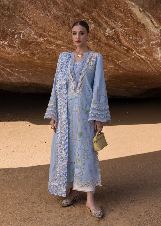 Crimson | Sky blue - Luxury Lawn Collection