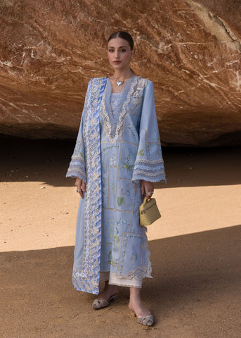 Crimson | Sky blue - Luxury Lawn Collection