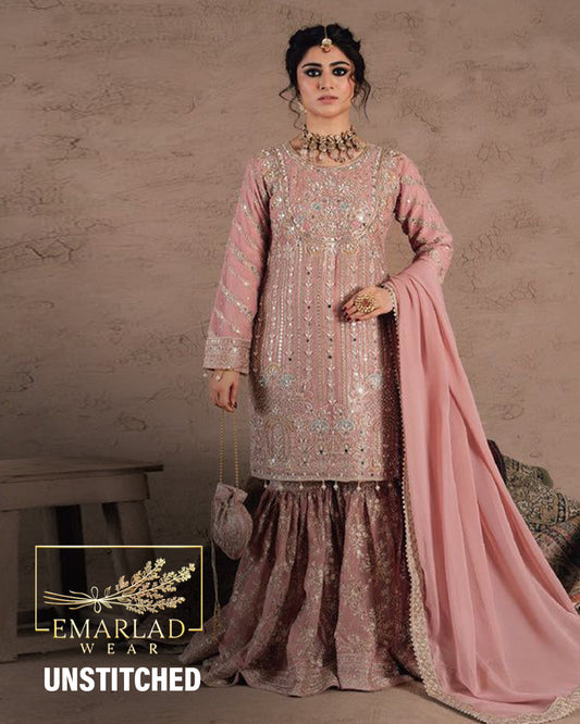 Sara Khan | Haseen’s Peach Formal Collection Chiffon Gharara Replica
