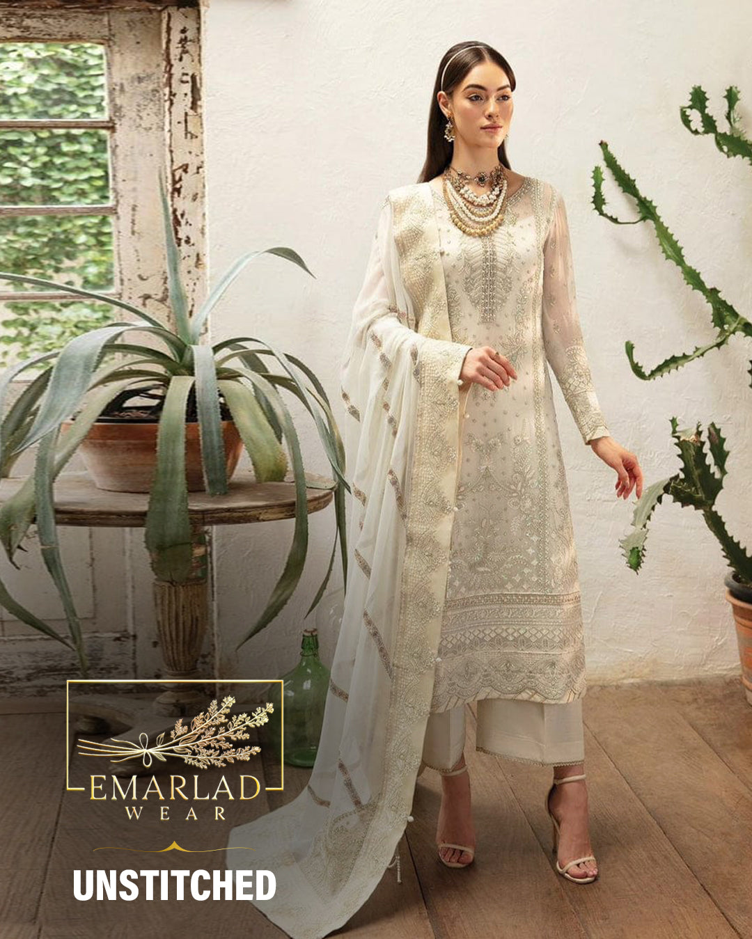 Gulaal Semi Pure Chiffon Cream