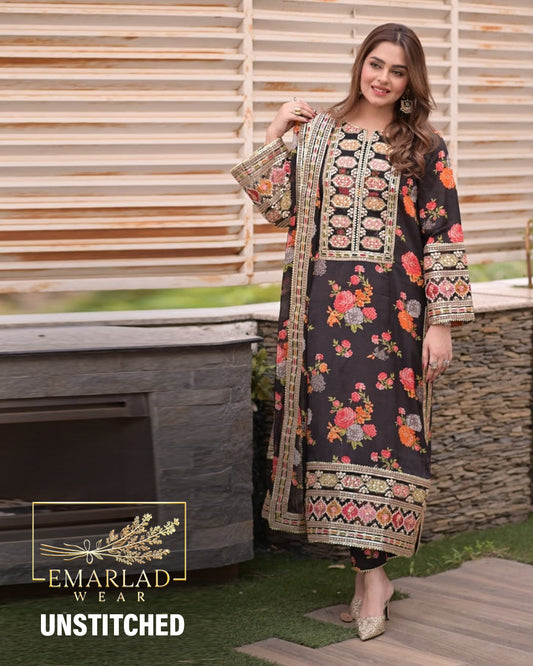 Aneelas | Black  - Silk Embroidered Collection