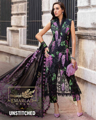 Maria b black grape 3 Piece Unstitched Printed Lawn Suit