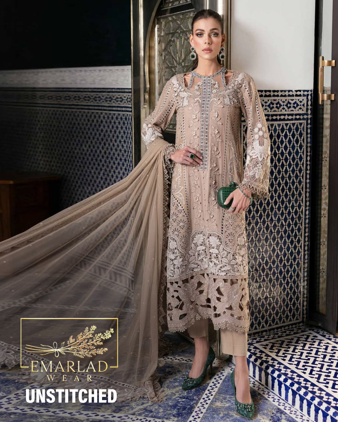 Maria B D-2502-A | Coffee - Luxury Chikankari Lawn Collection