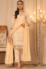 Adan Libas Peach Luxury Lawn Chikankari Embroidery Dress 3pc