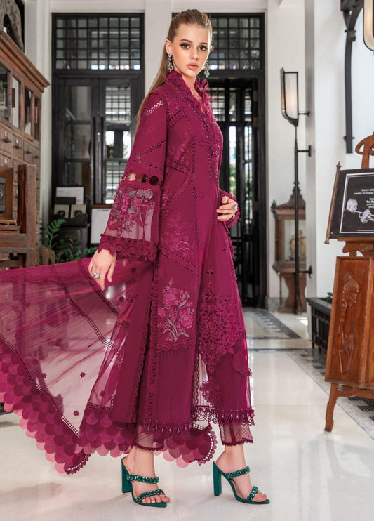 Maria B Magenta Chikankari Embroidery Dress 3pc