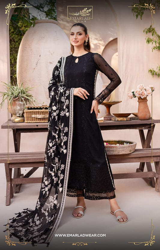 Azure Black Sami Pure Chiffon Formal Collection 3pc