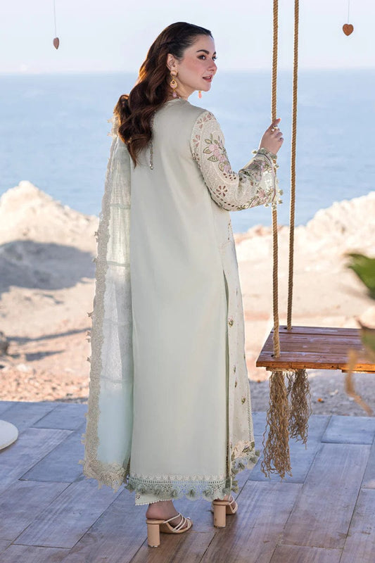 Qalamkar Light Green Chikankari Embroidery Dress