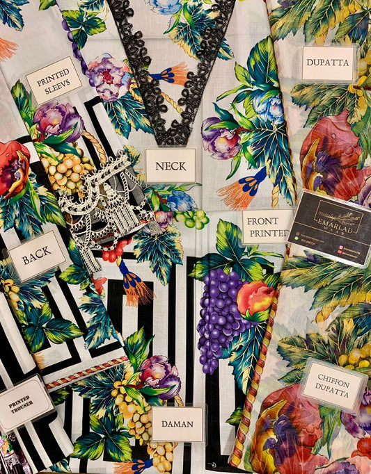 Maria B White & Multi Digital Emb New Arrival Lawn 3pc