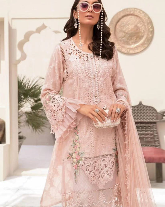 Maria B Pink Pure Lawn Print Embroidery Dress 3pc