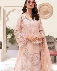 Maria B Pink Pure Lawn Print Embroidery Dress 3pc
