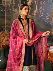 ZAINAB CHOTTANI VELVET FORMAL COLLECTION BLUE