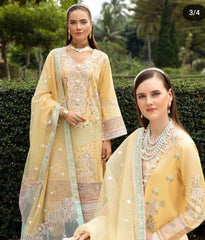 Ramsha Andaz Yellow Chikankari Embroidery Dress