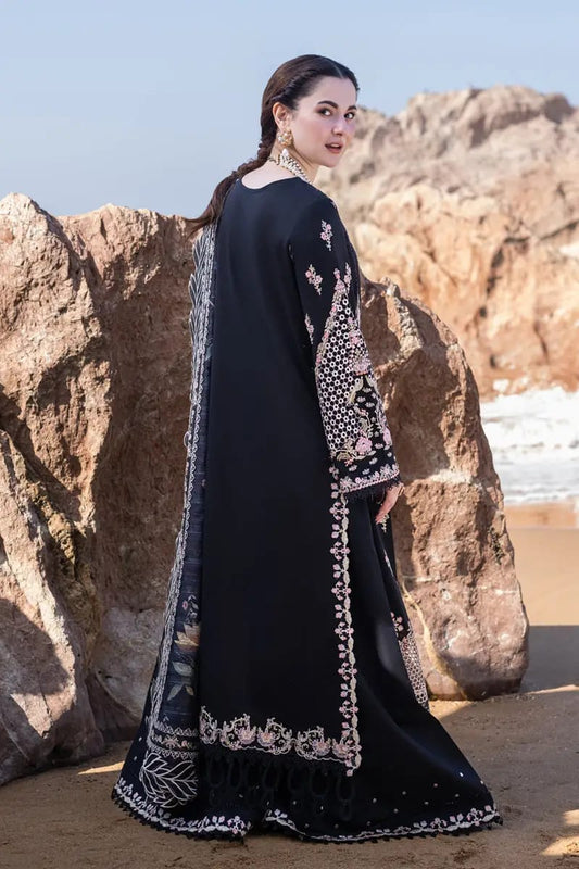 Qalamkar Black  New Arrival Chikankari Embroidery Dress 3pc