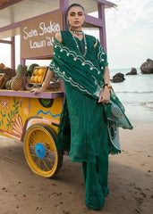 Crimson Bottle Green Luxury Chikankari Embroidery Dress
