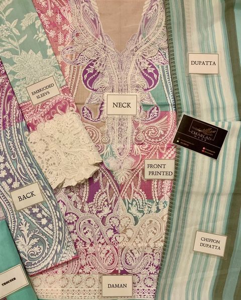 SS Muzlin Green Multi Pure Lawn Embroidery 3pc