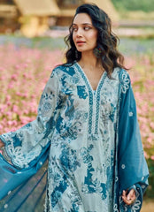 Firdous Green Pure Lawn Print Embroidery Dress