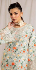 Ethnic Inspired Fully Printed Light Mint Embroidery Dress
