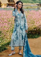 Firdous Green Pure Lawn Print Embroidery Dress