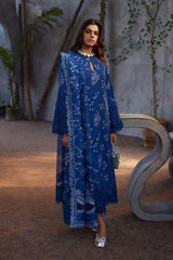Suffuse Blue Embroidery Chikankari Dress 3pc