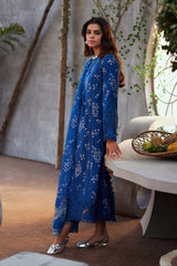 Suffuse Blue Embroidery Chikankari Dress 3pc