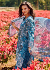 Firdous Green Pure Lawn Print Embroidery Dress