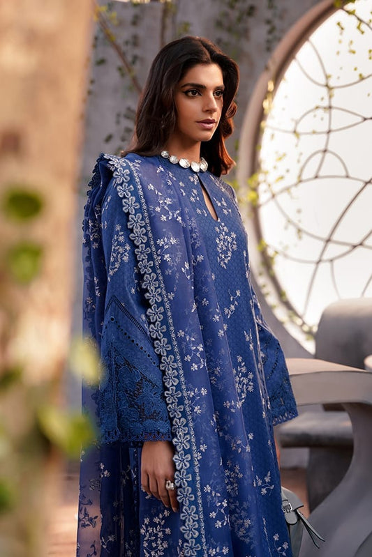 Suffuse Blue Embroidery Chikankari Dress 3pc
