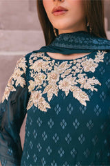 Azuree Green Formal Collection Chiffon Dress Hand Work
