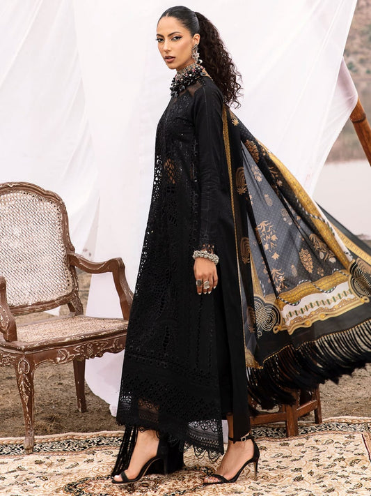 Bin ilyas black Shifle Chikankari Embroidery Collection 3pc