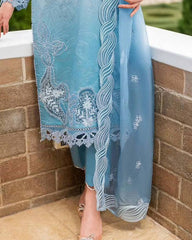 Mushq Sky Blue Pure Lawn Embroidery Dress 3PC