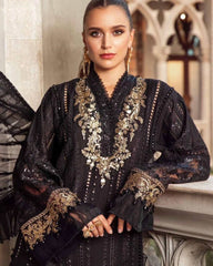 Maria B black Shifle Chikankari Embroidery Collection 3pc