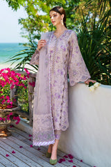 Baroque Purple Digital Print Embroidery Dress  New Arrival
