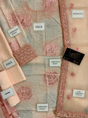 Jazmin | Embroidered Raw Silk - Peach