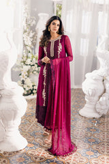 Azure Maroon Sami Pure Chiffon Dress New Arrival Formal Collection