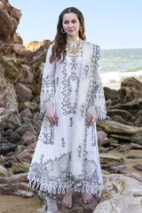 QALAMKAR WHITE LUXURY LAWN EMBROIDERY DRESS