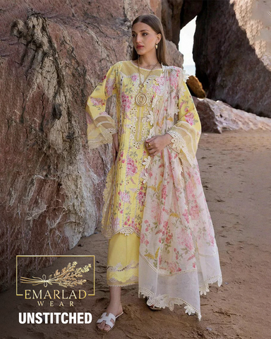 Crimon Who'S That Girl - D3 A | Yellow - Luxury Printed Lawn Collection