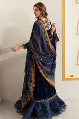 JAZMIN BLUE EMBROIDERED VELVET FORMAL COLLECTION