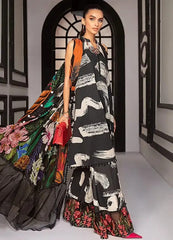 M.B New Arrival Black Print Embroidery 3pc