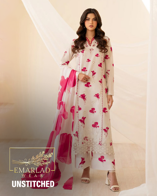 Iznik UE-443 | Skin-Red - Printed Chikankari Lawn Collection